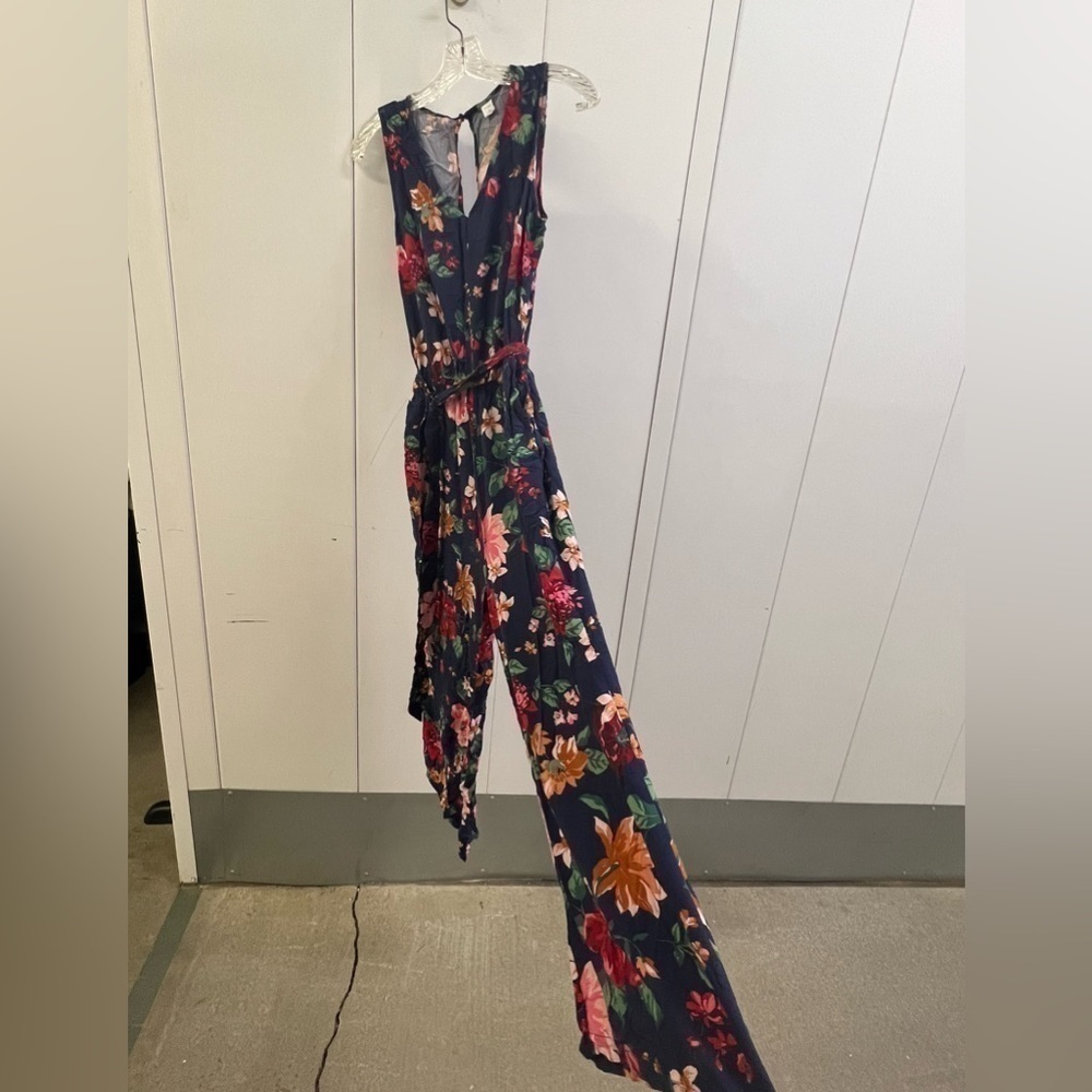 Old Navy Navy Floral Sleeveless Jumpsuit
